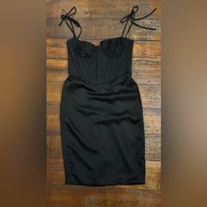 Fashion Nova Black Corset Style Bodycon Dress Medium